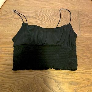 Aqua smocked crop tank